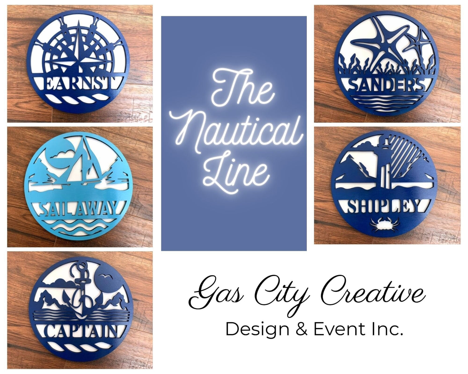 Aspin Nautical Round Set with or without backer - Gas City Creative Design & Event https://www.facebook.com/gascitycreative/