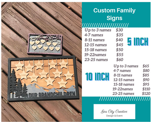 Family Sign with names 3 layered sign - Gas City Creative Design & Event https://www.facebook.com/gascitycreative/